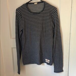 Hollister Blue and White Striped Crewneck
